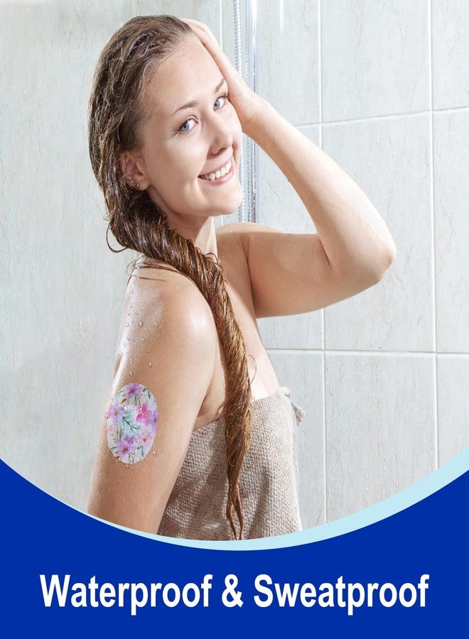 HONYOU 15Pack Freestyle Bandage for Libre 3 Plus Sensor Covers Waterproof, 15 Days Libre 3 Overpatch Tape Floral Pattern CGM Adhesive Patches Without Hole - Image 2